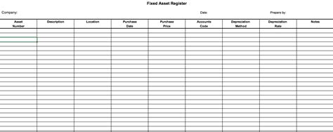 Fixed Asset Register Template Excel Free - Printable Templates