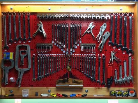 32in x 16in Red Metal Pegboard Tool Board Panel | Pegboard garage, Garage organization tips, Peg ...