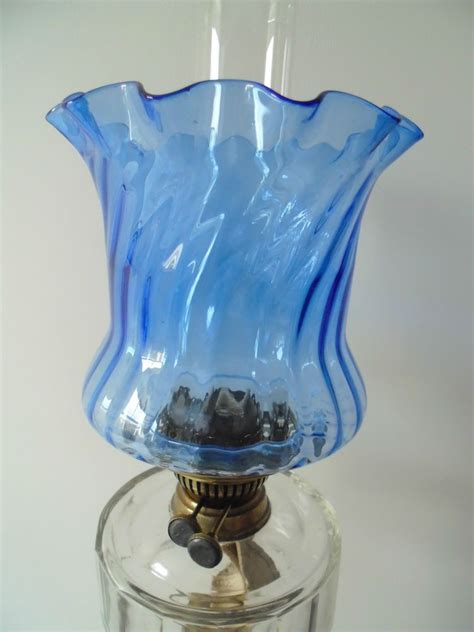 BRITISH QUALITY MEDIUM BLUE CRYSTAL GLASS DUPLEX OIL LAMP SHADE. #Lamps | Oil lamps, Blue ...