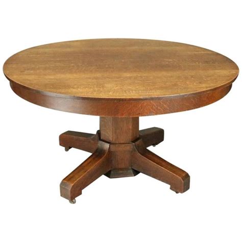 Antique Stickley Bros. Arts and Crafts Mission Oak Round Dining Table, circa 1915 at 1stDibs ...