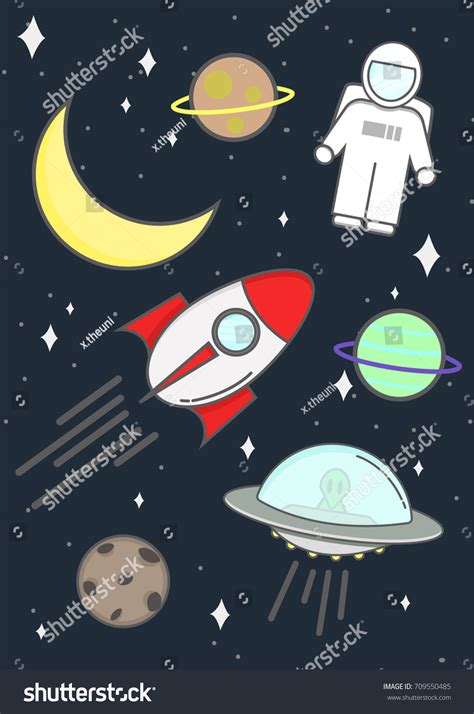 Flat Design Vector Illustration Outer Space Stock Vector (Royalty Free) 709550485 | Shutterstock