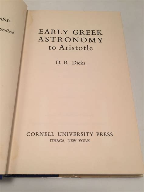 Early Greek Astronomy to Aristotle by D.R. Dicks: Ex-Library Hardcover (1970) | Shadyside Books