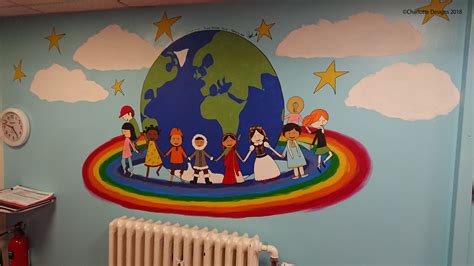 Celebrating diversity through wall art in this primary school reception ...