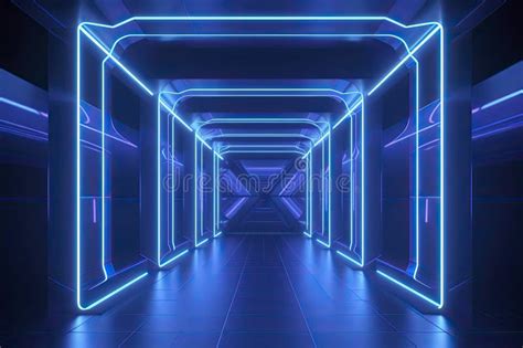 3d Render, Blue Neon Abstract Background, Ultraviolet Light, Night Club ...