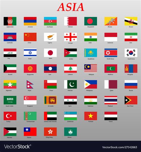 Set all flags asia Royalty Free Vector Image - VectorStock