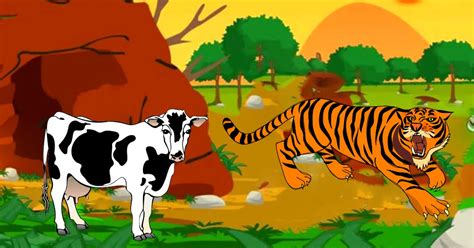 Cows and The Tiger: Best Moral Story for Children ~ Moral Stories for Kids