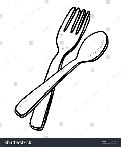 Spoon Fork Cartoon Vector Illustration Black : image vectorielle de ...