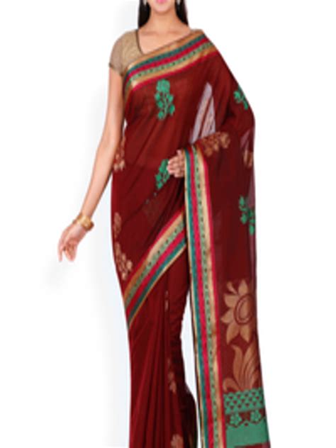 Buy The Chennai Silks Classicate Maroon Mangalagiri Saree - Sarees for Women 1760912 | Myntra