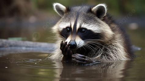 Raccoon With Ears Sticking Out Of Water Background, Funny Racoon Pictures, Racoon, Animal ...