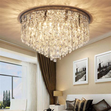 Contemporary Round Crystal Chandelier - Flush Mount Ceiling Lights - Sofary