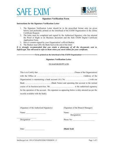 Signature Verification Letter - 9+ Examples, Format, PDF, Tips