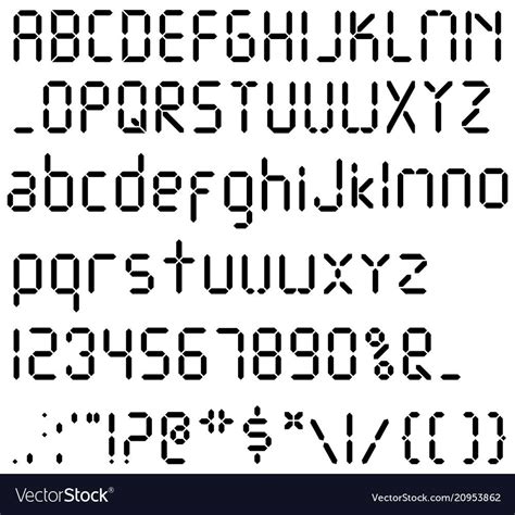 Digital font alarm clock letters numbers vector image on VectorStock | Font digital, Lettering ...