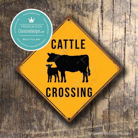 CATTLE CROSSING SIGN Cattle Crossing Signs Warning Cattle | Etsy Canada