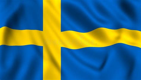 Swedish Flag Waving in the Wind Symbol of Sweden Stock Illustration ...