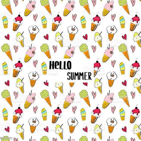 Cute Seamless Doodle Summer Abstract Vector Pattern Handdrawn Sketch ...