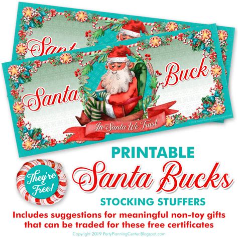 FREE Printable Santa Bucks Stocking Stuffers #christmasdiy #stockingstuffers | Christmas gifts ...