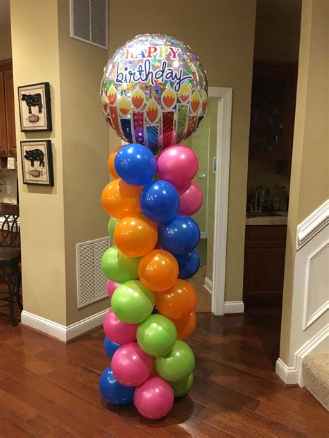 Birthday balloon column | Balloon columns, Birthday balloons, Balloons