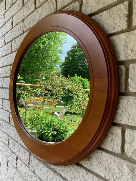 Vintage Cherry wood Frame Oval Wall Mirror Pali | Etsy