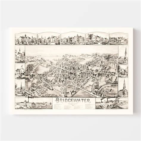 Vintage Map of Bridgewater, Massachusetts 1887 by Ted's Vintage Art