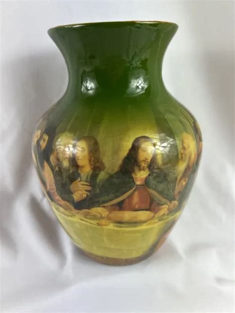 VINTAGE VASE THE Last Supper Jesus Disciples Da Vinci Religious 8.5 ...