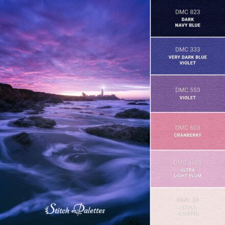 Mysterious Lighthouse - Embroidery Color Palette (With Thread Codes)