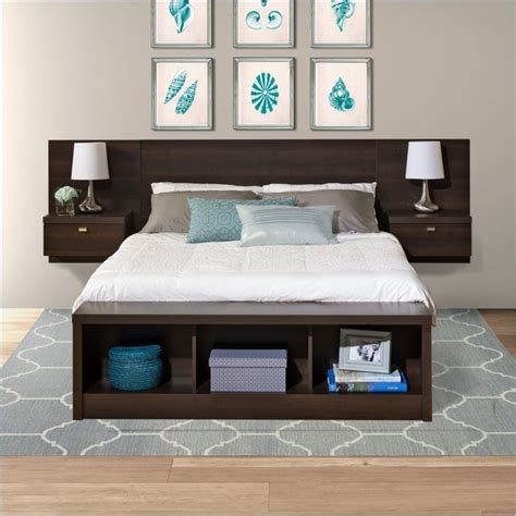 Prepac Series 9 Platform Storage Bed with Floating Headboard in ...