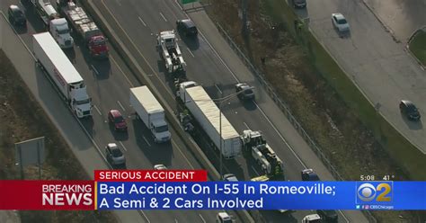 Semi-Trailer Truck Involved In Crash On I-55 In Romeoville - CBS Chicago