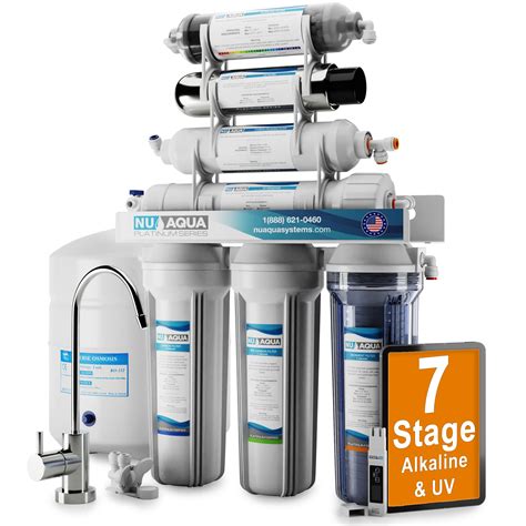 NU Aqua 7-Stage UV & Alkaline Under Sink Reverse Osmosis Water Filter System - 100 GPD RO ...