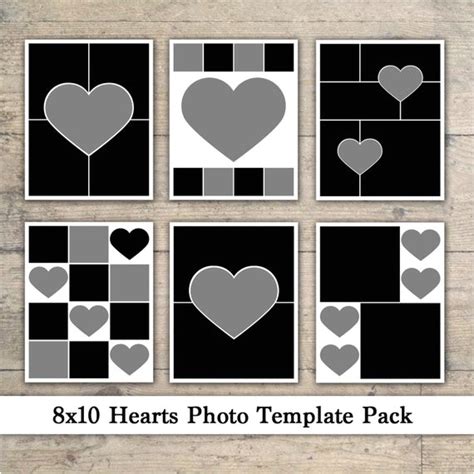 8×10 Photo Collage Template 8×10 Photo Template Pack Heart Templates ...