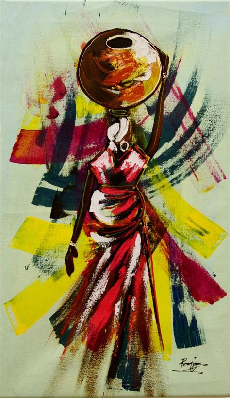 Ghanaian Art, Artwork 9, acrylic on canvas, 67 x 39 cm | Painting, Easy ...