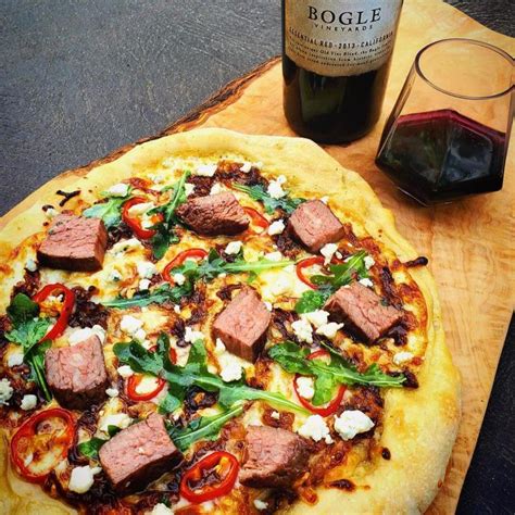 Provolone and Steak Pizza with Balsamic Honey Caramelized Onions, Blue ...