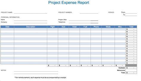 Expense Report Template In Excel - Riset