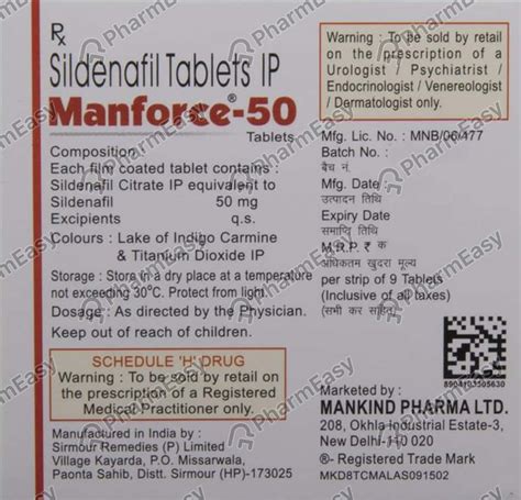 Manforce 50 MG Tablet (9): Uses, Side Effects, Price & Dosage | PharmEasy