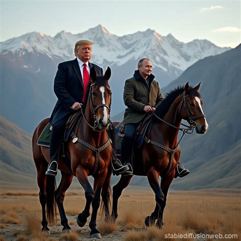 Donald Trump and Vladimir Putin Ride Horses | Stable Diffusion Online