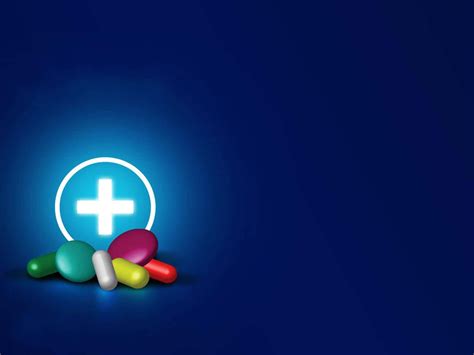 Download A Blue Background With Pills And A Plus Sign | Wallpapers.com