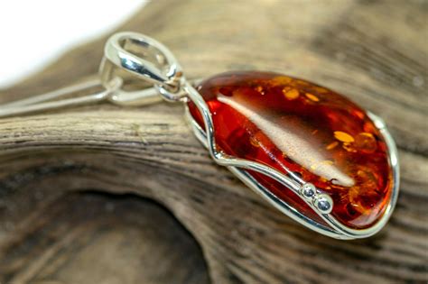 Baltic Amber Pendant in Sterling Silver. Amber necklace, silver pendant. Baltic Amber jewelry ...