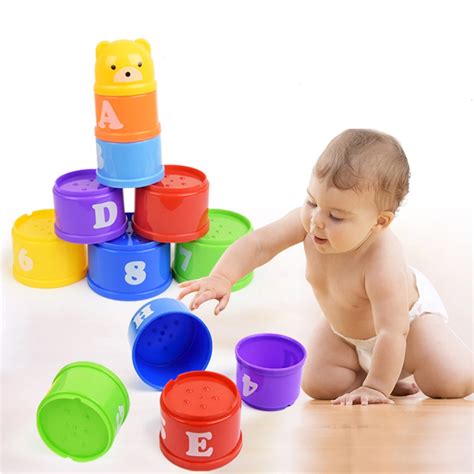 Baby Kid Funny Cartoon Nesting Stacking Toys Learning English Letters Numbers Geometry ...