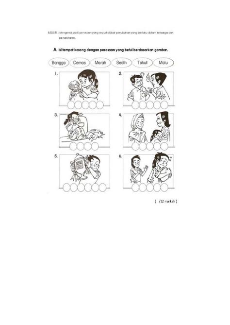 PK-Emosi Tahun 2 worksheet | 2nd grade worksheets, School subjects, Colorful backgrounds