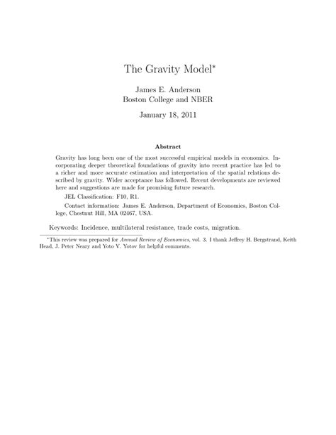 (PDF) The Gravity Model