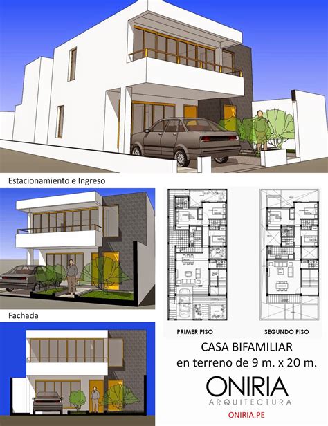 Cristian Campos: Diseño de Vivienda Bifamiliar en Lote de 9 x 20 m ...