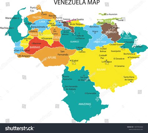 Venezuela Map Vector Illustration Venezuela Map Stock Vector (Royalty ...