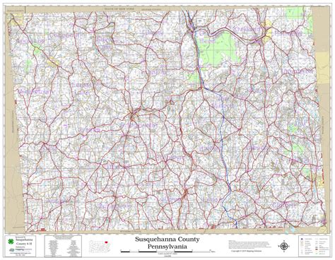 Susquehanna County Pennsylvania 2019 Wall Map | Mapping Solutions