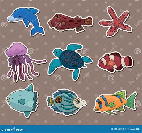 Fish stickers stock vector. Illustration of aquatic, collection - 24845492