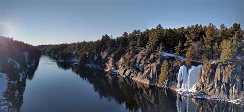 French River as seen from the snowmobile bridge in French River ...