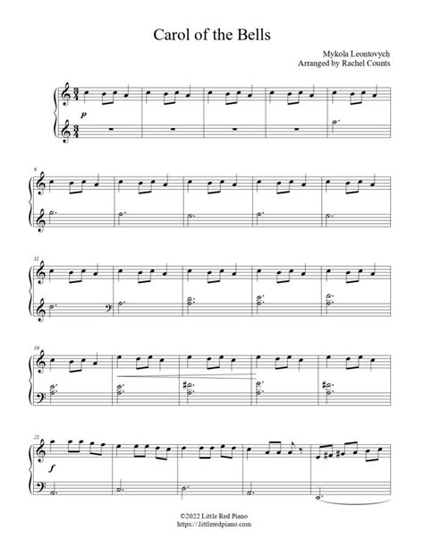 FREE Carol of the Bells Sheet Music - Easy Piano