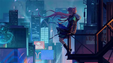 City Anime Girl Alone 4k Wallpaper - Free Wallpapers for Apple iPhone And Samsung Galaxy.