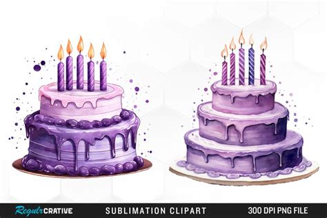 Purple Birthday Party Cake Clipart