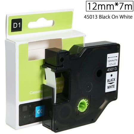 12mmx7m Plastic Label Maker Tape Cartridge For Dymo D1 45013 Black On ...