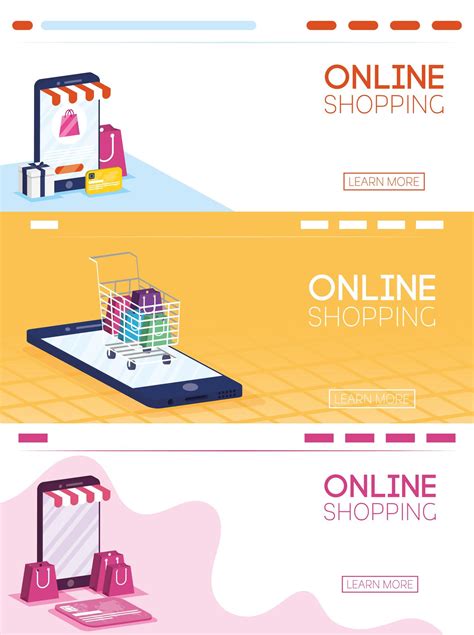 Online shopping and e-commerce banner set 1750397 Vector Art at Vecteezy