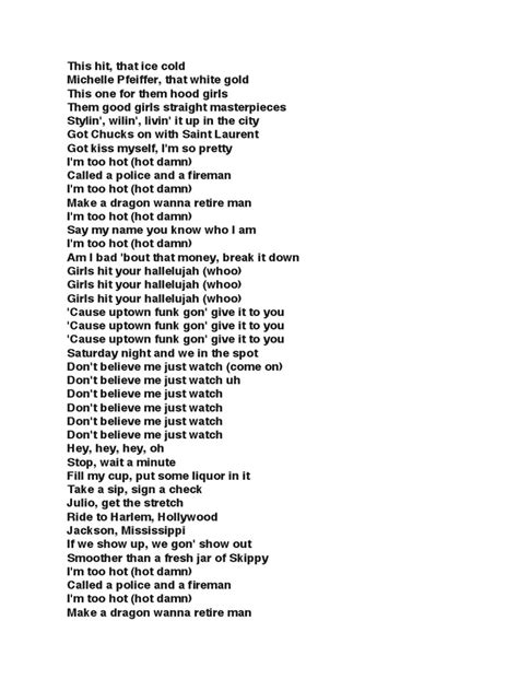 Uptown Funk Lyrics | PDF | American Songs | American Pop Songs